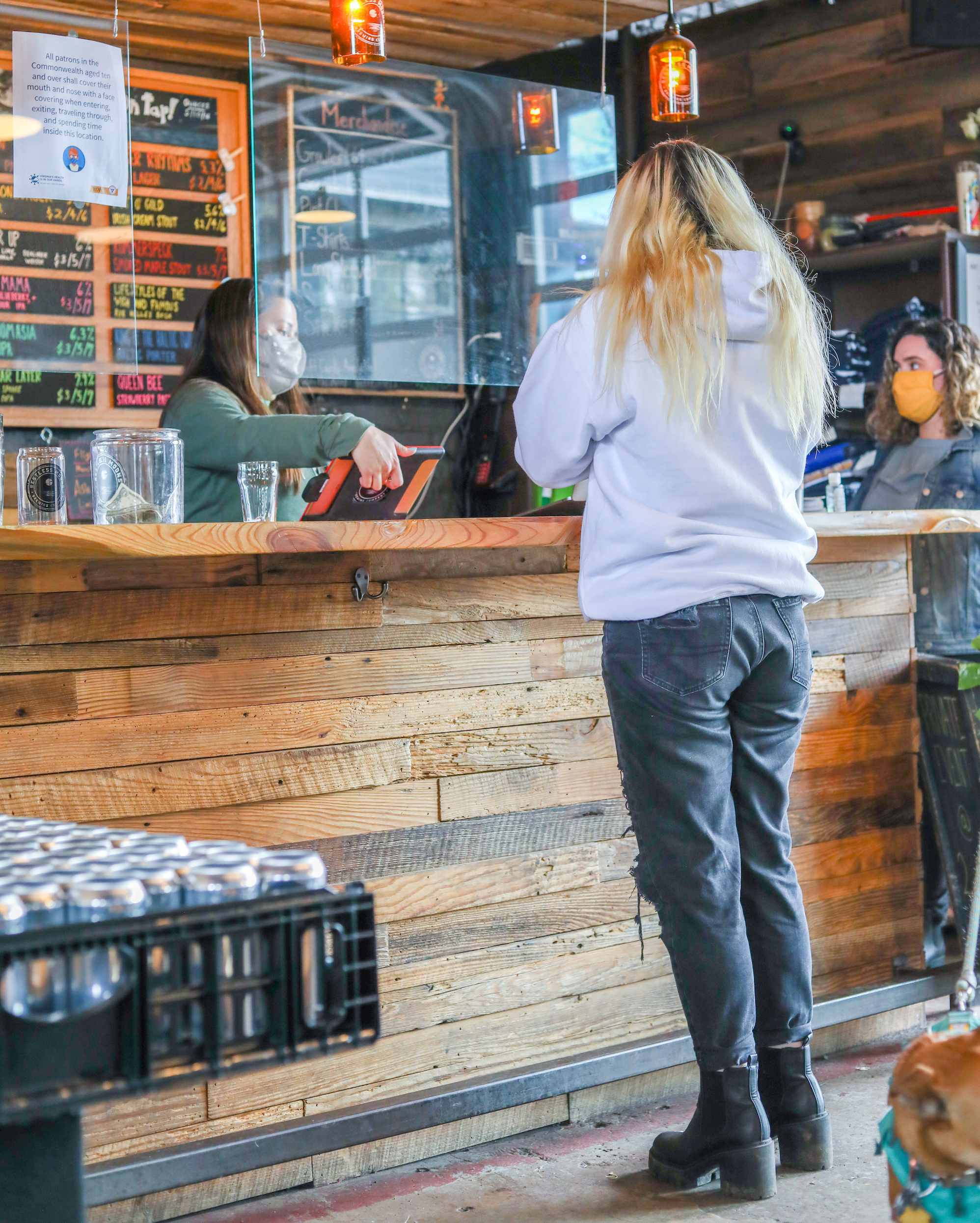 Woman ordering beer