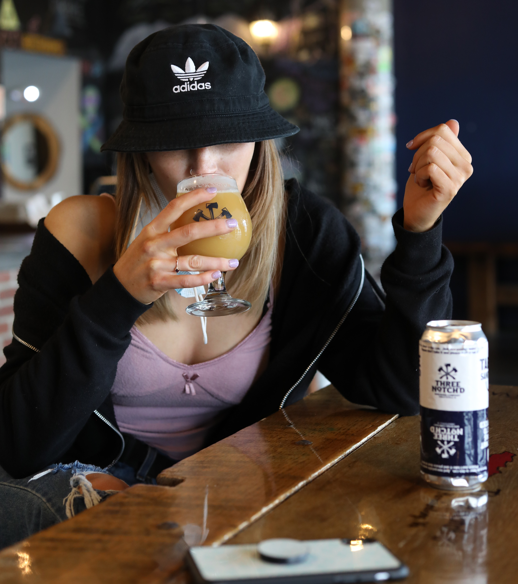 Woman enjoying a beer